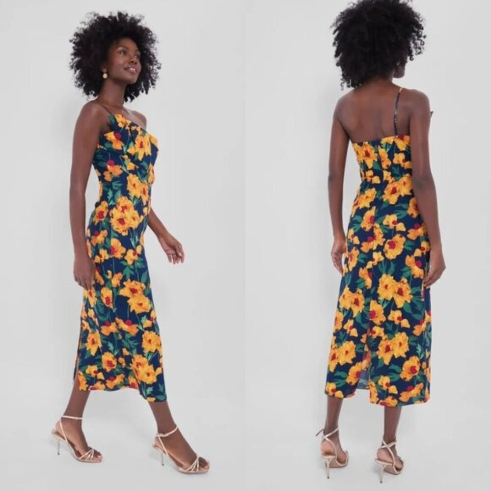 Tuckernuck Navy Maxi Dress with Yellow Floral Print